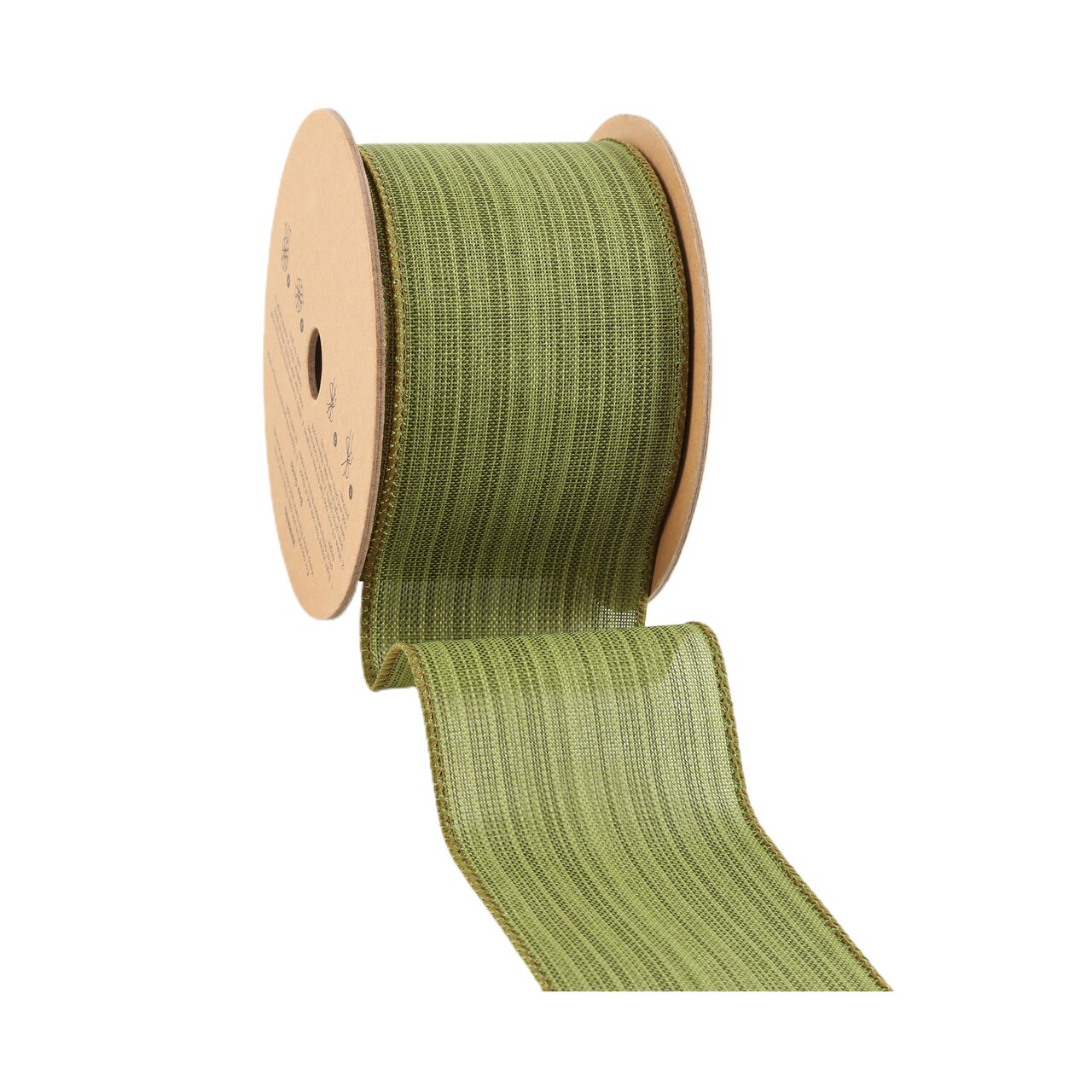 LaRibbons 2 1/2" Wired Ribbon | Green Horizontal Stripes | 10 Yard Roll